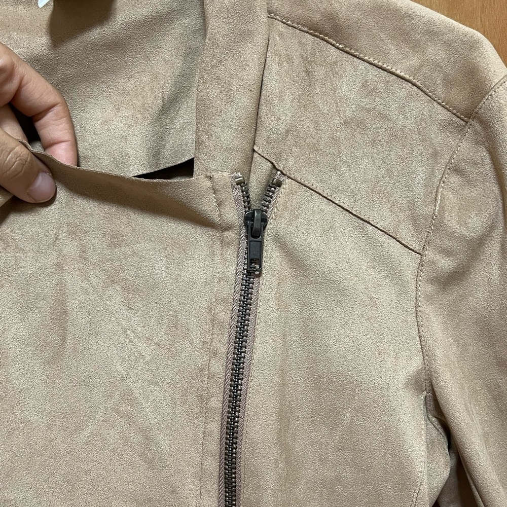 3/$25 - Mote Women's Lightweight Faux Suede Zip-up Drape Jacket - Small - Picture 3 of 5